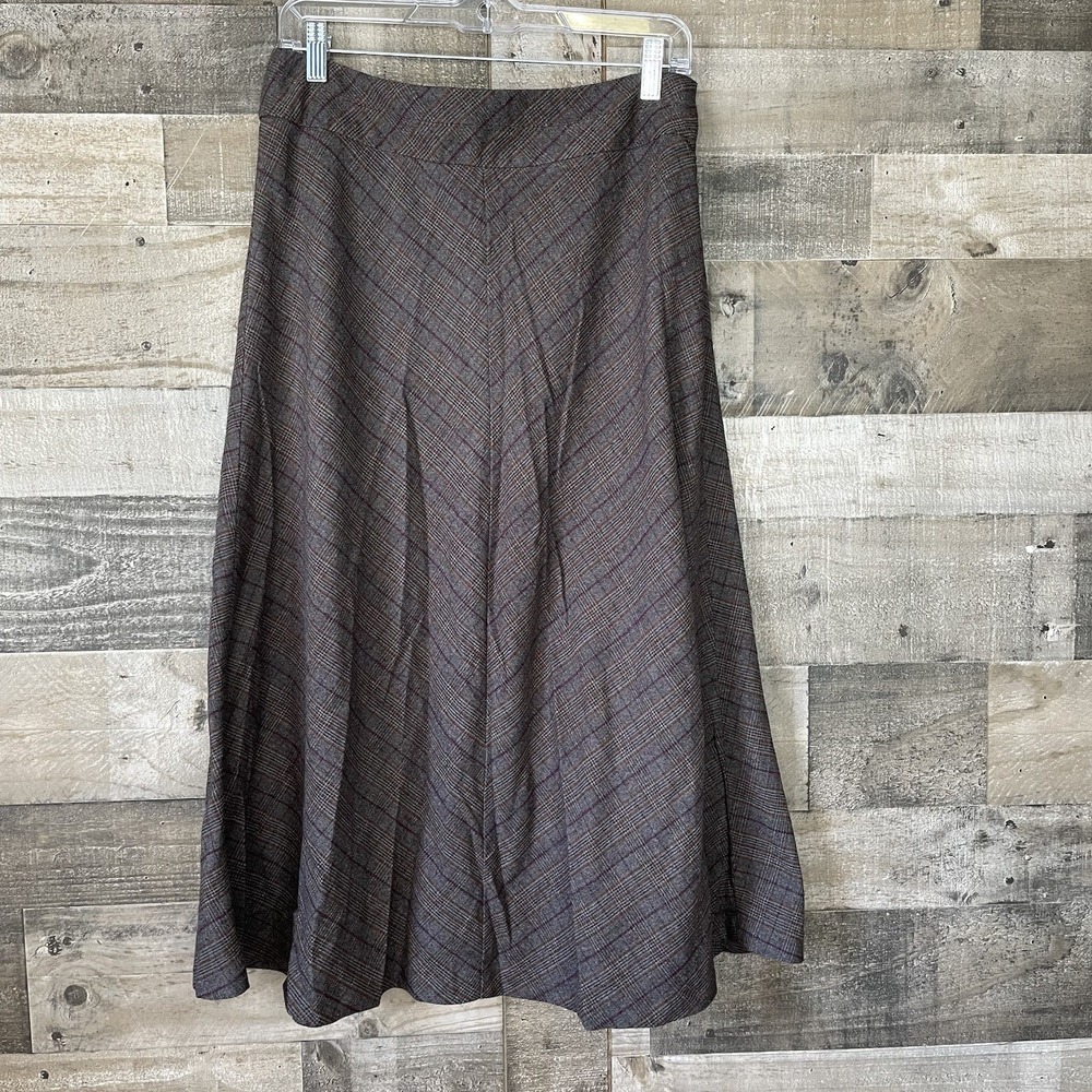 Christopher and Banks Plaid Skirt Size 4 Mid Calf Modest Gray Teacher Career